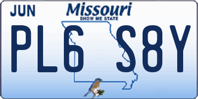 MO license plate PL6S8Y
