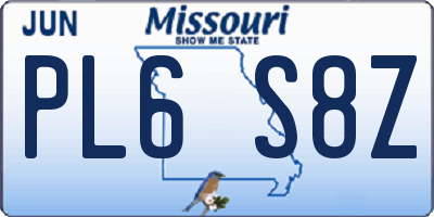 MO license plate PL6S8Z