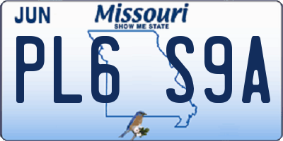 MO license plate PL6S9A