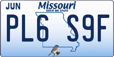 MO license plate PL6S9F