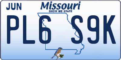 MO license plate PL6S9K