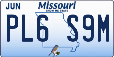 MO license plate PL6S9M