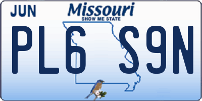 MO license plate PL6S9N