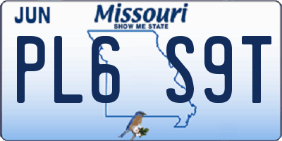 MO license plate PL6S9T