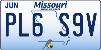 MO license plate PL6S9V