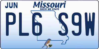 MO license plate PL6S9W
