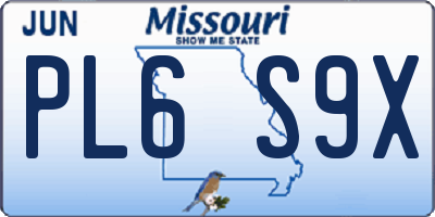 MO license plate PL6S9X