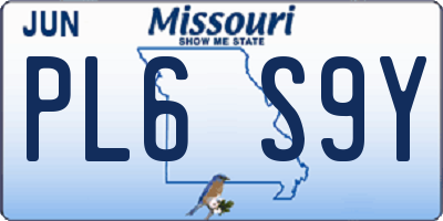 MO license plate PL6S9Y