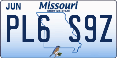 MO license plate PL6S9Z