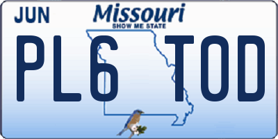 MO license plate PL6T0D