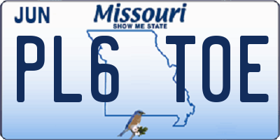 MO license plate PL6T0E
