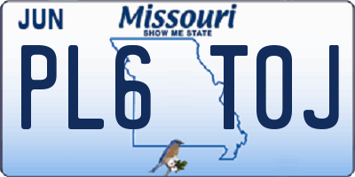 MO license plate PL6T0J