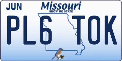 MO license plate PL6T0K