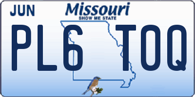 MO license plate PL6T0Q