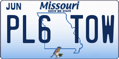 MO license plate PL6T0W