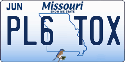 MO license plate PL6T0X