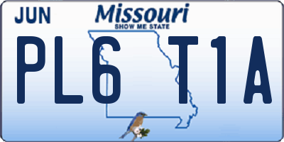MO license plate PL6T1A