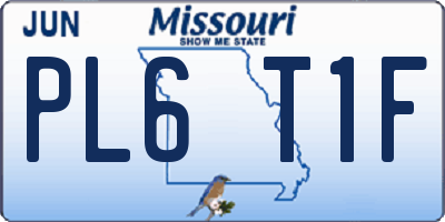 MO license plate PL6T1F