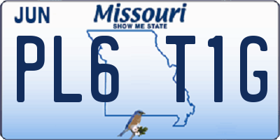 MO license plate PL6T1G