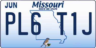 MO license plate PL6T1J