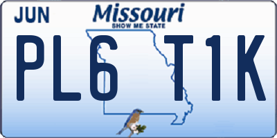 MO license plate PL6T1K