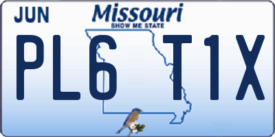 MO license plate PL6T1X