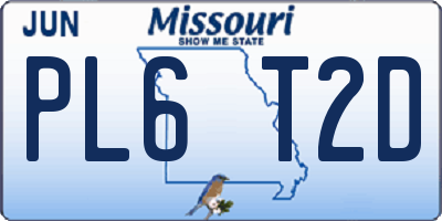MO license plate PL6T2D