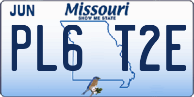 MO license plate PL6T2E
