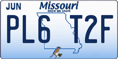 MO license plate PL6T2F