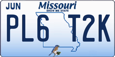MO license plate PL6T2K