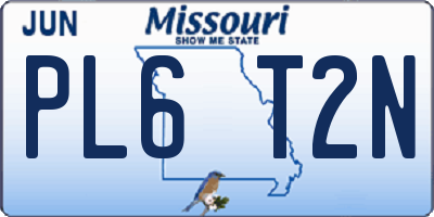 MO license plate PL6T2N