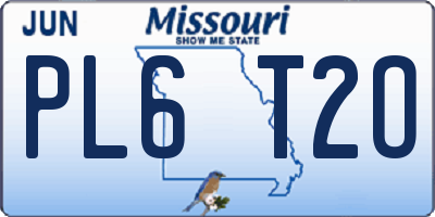 MO license plate PL6T2O