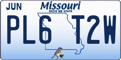 MO license plate PL6T2W
