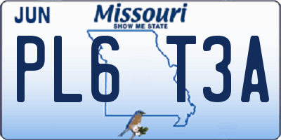 MO license plate PL6T3A