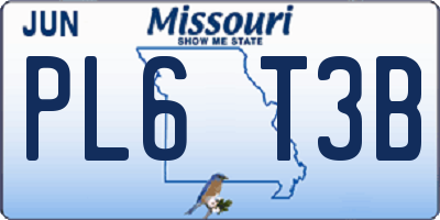 MO license plate PL6T3B