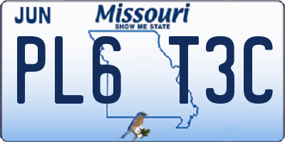 MO license plate PL6T3C