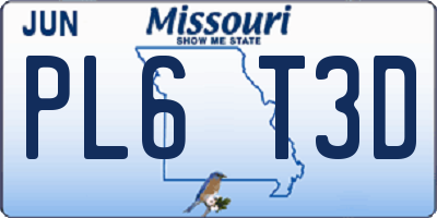 MO license plate PL6T3D
