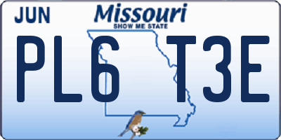MO license plate PL6T3E