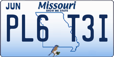 MO license plate PL6T3I