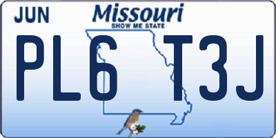 MO license plate PL6T3J