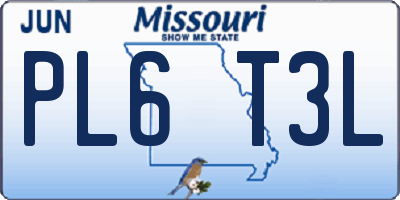 MO license plate PL6T3L