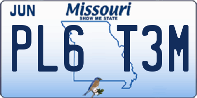 MO license plate PL6T3M