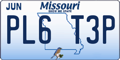 MO license plate PL6T3P