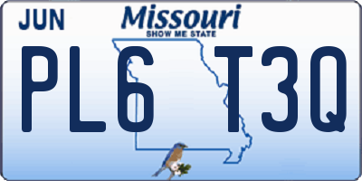 MO license plate PL6T3Q