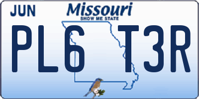 MO license plate PL6T3R