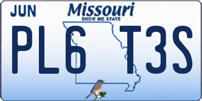 MO license plate PL6T3S
