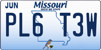 MO license plate PL6T3W
