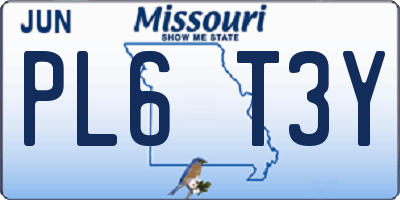 MO license plate PL6T3Y