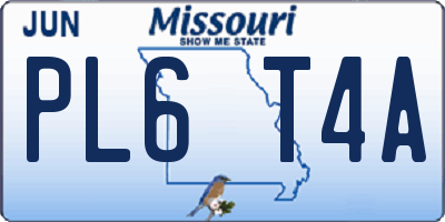 MO license plate PL6T4A