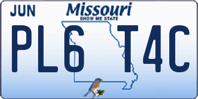 MO license plate PL6T4C